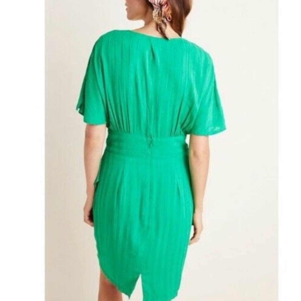 ⭐️Host Pick⭐️ Anthropologie Aryessa | Kelly Dress Emerald Green Wrap - Picture 10 of 11